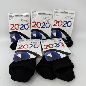 Lot 5  Pairs Thorlos Womens XS 5-6.5 Socks No Show 20/20 Black Running Made USA